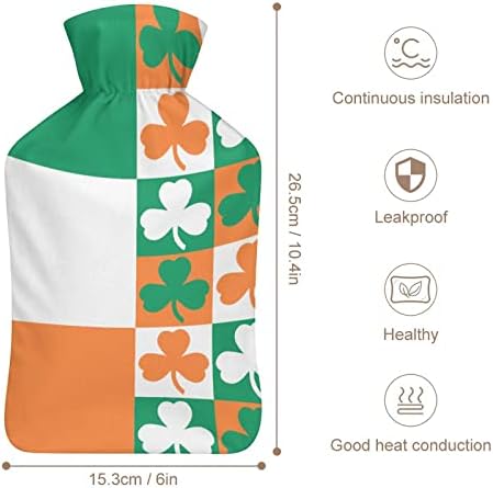 Irlanda Flag Shamrock Clover Water Water Bottle com tampa macia de pelúcia para injeção de água de borracha quente 1000ml