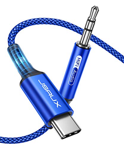 Jsaux USB C a 3,5 mm Audio Aux Cable 3,3 pés, USB Tipo C a 3,5 mm Cordão de carro estéreo Compatível com Samsung Galaxy S20 Nota
