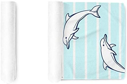 Face Towel Hand Pano Terry Toalhas Dolphins Decoração de banho sem costura Presente de pano para o hotel-Spa-Kitchen Multi-Purpose,