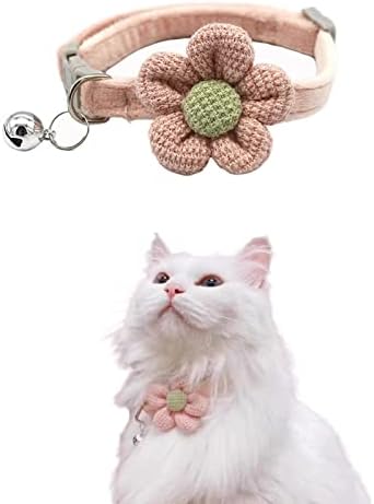 Colar de gato com flores, gatos de gatos para gatos e gatos de menino, colar de gato breakaway com sinos, colar de