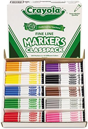 Crayola 588210 Marcadores de Classpack não laváveis, Ponto Fine, dez cores variadas, 200/caixa
