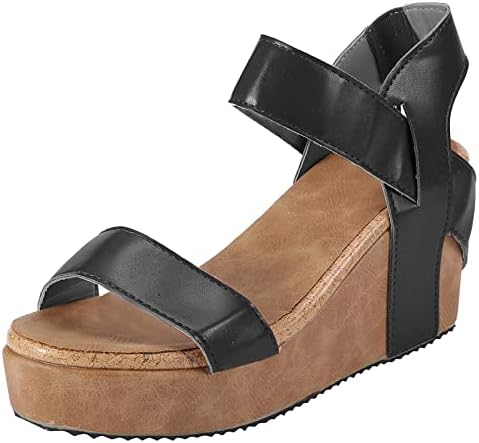 Sandálias para feminino plataforma cunha cunha feminina de dedo romano sandals sapatos chinelos lascas de cunhas casuais sandálias femininas abertas e respiráveis
