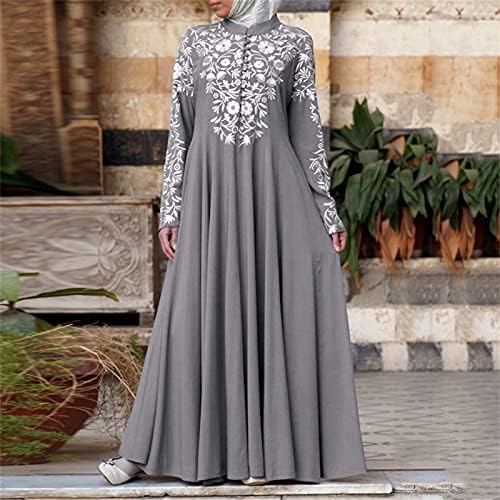 Vestidos de verão femininos Fragarn Casual, Mulheres Vestido Muçulmano Kaftan Árabe Jilbab Renda Costura Maxi Dress