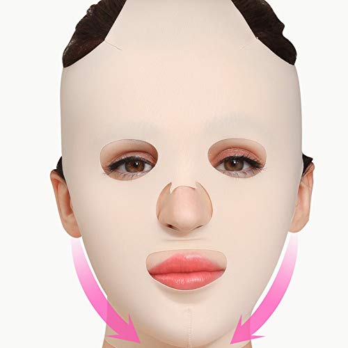 Máscara anti-estresse pocreation, abafando no rosto Bandagem respirável V-line ele levantamento de cinto Redutor de dupla folha para mulheres mantêm jovens elimina