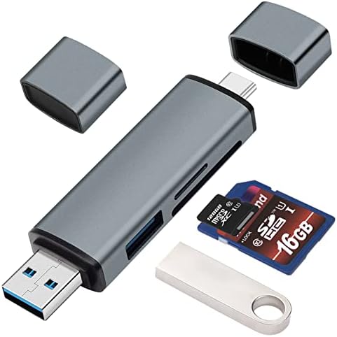 SD Card Reader, BorlterClamp USB C SD Card Reader 5 em 1, Micro SD Card Reader, USB C para USB 3.0 e adaptador de