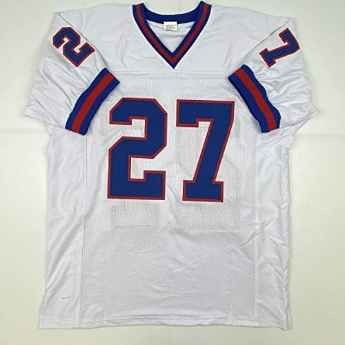 Autografado/assinado Rodney Hampton New York White Football Jersey JSA COA