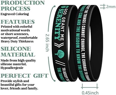 BQL (pulseiras de oração de 12 pacote de serenidade de pulseiras de silicone, pulseiras de borracha inspiradas com mensagens