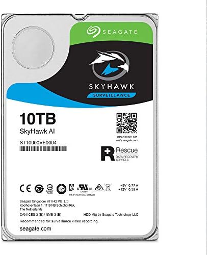 Seagate Skyhawk AI 10TB de vigilância interna disco rígido interno HDD-3,5 polegadas SATA 6GB/S 256 MB Cache para DVR NVR Security