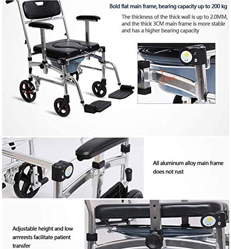 Cadeira de rodas auto -propelida manual elegante do Fqrongsp com mesa de bandeja dobrável cadeira de comodas móveis pode tomar um banho portátil para cadeira de rodas de idosos portátil/a