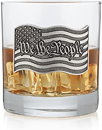 Nós, o povo, uísque vidro com preto metal emblema Constituição dos Estados Unidos da América Glass Old Modeded Glass Bourbon Gifts for