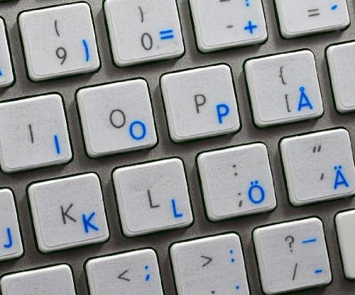 Apple sueco/finlandês adesivo para teclado Bunco transparente de letras azuis para desktop, laptop e notebook