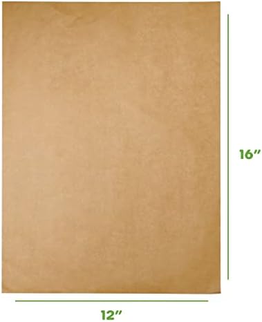 [200 contagem] 12 x 16 polegadas precedentes de papel manteiga lençóis não branqueados folhas antiaderentes para assar e cozinhar - Kraft