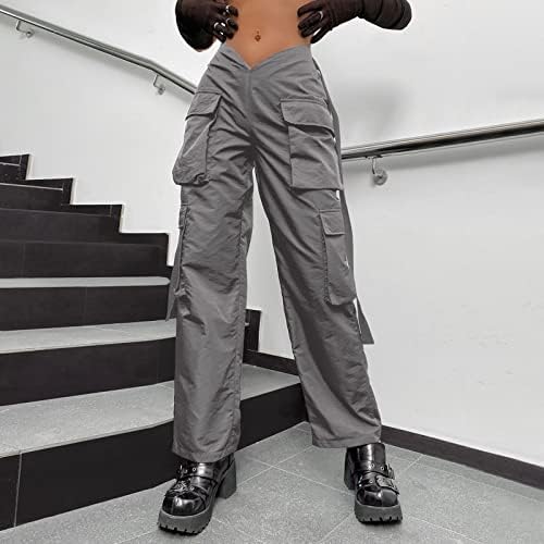 Calças de carga para mulheres, calças de carga relaxadas e retas casuais com calças folgadas com bolsos grunge streetwear