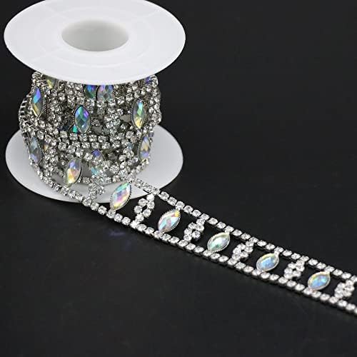 Jerler 1 jardas de cristal de cristal AB Chain DIY decoração e enfeites de noiva, ideais para festa de casamento, largura