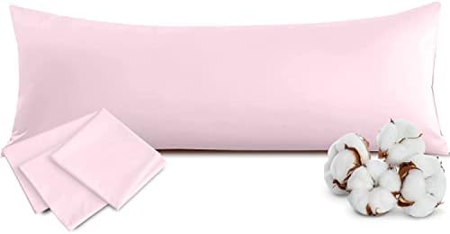 Tampa do travesseiro corporal 20x72 travesseiro corporal cofre rosa algodão travesseiro corporal zíper fechamento premium 600 fios
