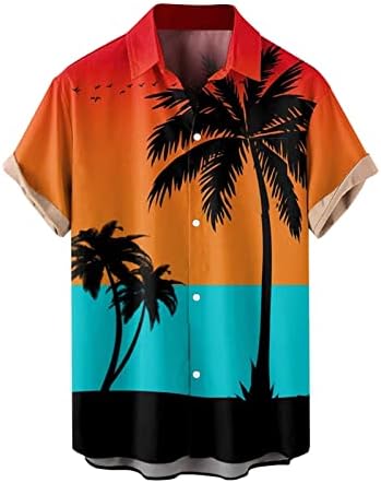 Camisas Hawaiianas Zdfer para homens, verão ao ar livre de manga curta Casual gráficos soltos Button Down Shirt Tropical
