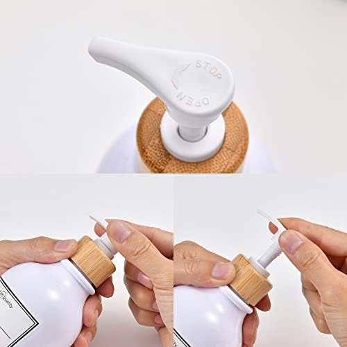 Shampoo e dispensador de condicionador de 3-16 onças reutilizáveis ​​de garrafa de bomba para banheiro com 6 adesivos impermeáveis-recipientes de plástico vazios para chuveiro