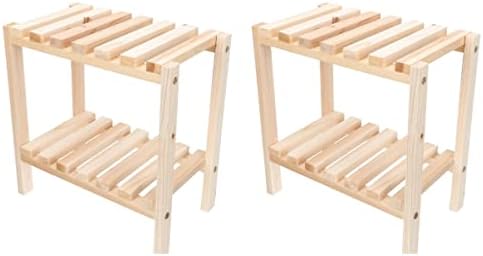 Cabilock 2pcs Organizador de rack Office - Desk Vanity Plant Corner de madeira de madeira de madeira para armazenamento