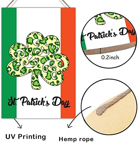 Placa de madeira Placa Irlanda Bandeira Leopardo Plaid Lucky Clover Sinal de St Patrick Clover Green Decoração irlandesa