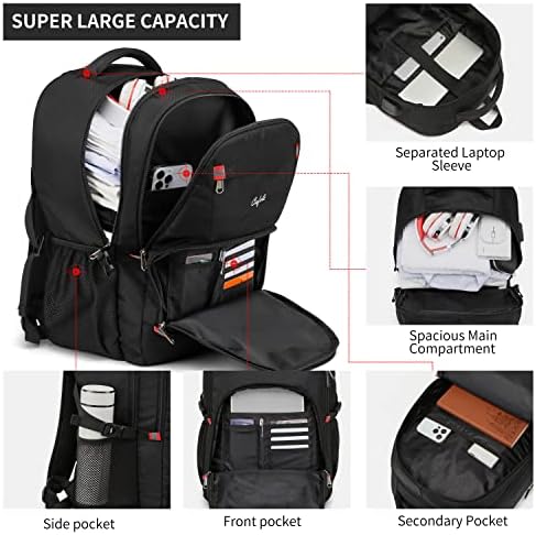 Mochila de laptop de 17,3 polegadas, mochila de computadores de mochila extra grande com porta de carregamento USB, mochila