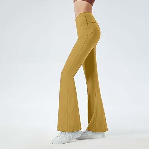 Miashui Butt Yoga Calças com bolsos para mulheres Senhoras de cor sólida Coloque alta cintura calça casual