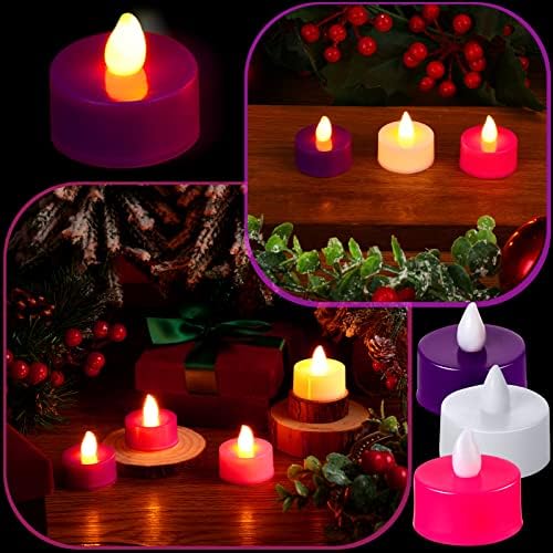Spiareeal 5 peças Candle advento de Natal liderou o chá da vela roxa branca rosa advento grinaldas velas sem chamas para a