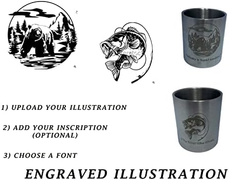 Copo de uísque gravado fotográfico personalizado, xícara de aço inoxidável personalizada de 10 onças, xícara de uísque gravada personalizada,