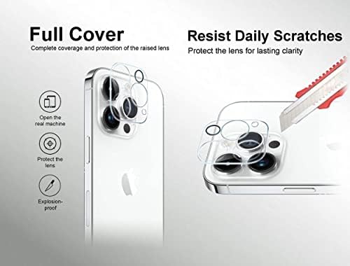 [Kit de proteção telefônica compatível com o iPhone 14 Pro Max + Frame de instalação] 3 pacotes de protetor de tela de