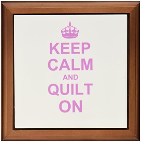 3drose ft_157760_1 Mantenha a calma e colcha em Carry On Quilting Quilter Gifts Pink Funny Funny Humor Humorous Framed Tile, 8 por