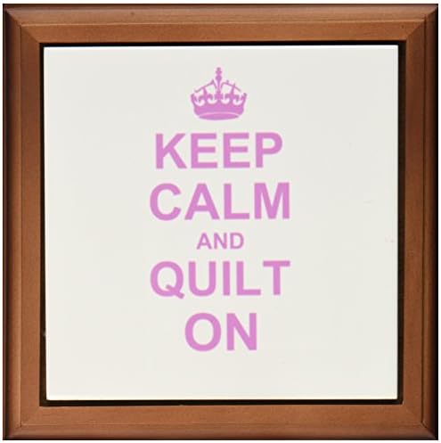 3drose ft_157760_1 Mantenha a calma e colcha em Carry On Quilting Quilter Gifts Pink Funny Funny Humor Humorous Framed Tile, 8 por 8 polegadas