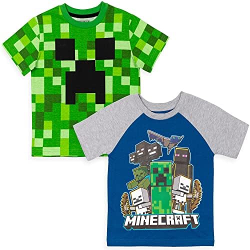 Minecraft Boys 2 embalam camiseta gráfica de manga curta