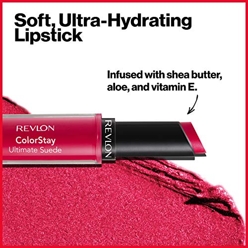 Lipstick por Revlon, batom de camurça Ultimate Colorstay, cor de alto impacto com fórmula cremosa hidratante, infundida