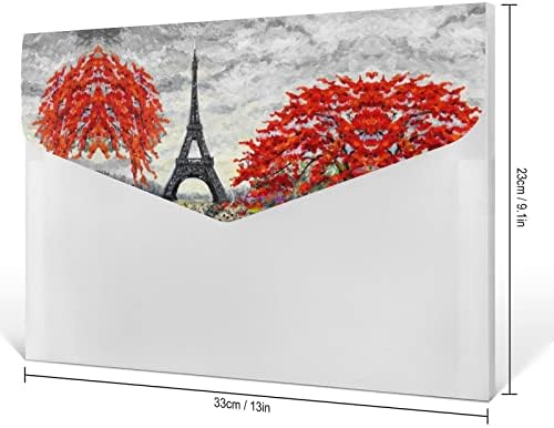 França Eiffel Tower e Flower File Pasta Document Saco com A4 Bolsa de Organizador de arquivamento portátil A4