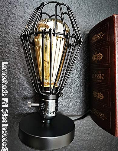 Lâmpada de mesa de Yuankang Edison, base de lâmpada de mesa vintage, E26 E27 Industrial Retro Loft Light com plug in Cord On/Off