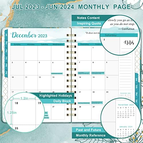 Planejador 2023-2024-julho de 2023-junho 2024, 2023-2024 Planejador Weekly & Monthly Academic With Tabs, 6,4 x 8,5, capa dura
