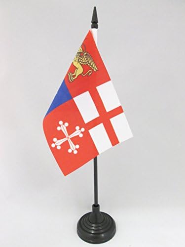 AZ Flag Itália 4 Repúblicas Marítimas Bandeira 4 '' 'x 6' ' - Bandeira da mesa da Marinha italiana 15 x 10 cm - Beck de plástico