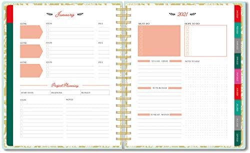 Nota alta 2021 Planner de Dinara Mirtalipova, Fada Floral Floral 17 meses Planejador de capa dura Deluxe, agosto de 2020 -
