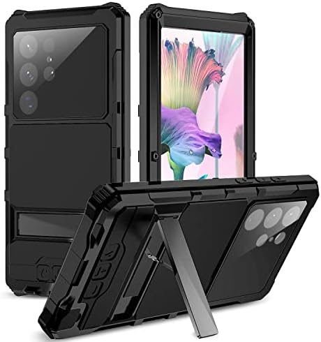 Compatível com Samsung Galaxy S23 Ultra Caso Metal Case Militar Caso pesado de serviço inteiro Caso robusto com protetor de tela