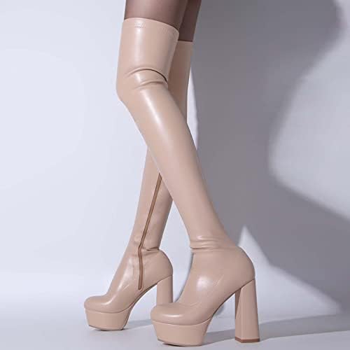 Womens Over the Knee Boots Fashion Plus Size Shunky Saltos altos redondo BOOTIDAS Cavalias Knee High Riding Boot