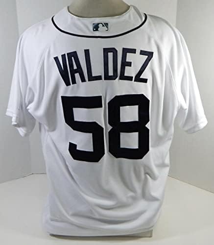 Detroit Tigers Jose Valdez 58 Game usou White Jersey 48 DP20773 - Jogo usou camisas MLB