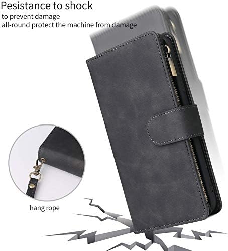 Caixa da carteira da Chicaase para Galaxy A11, Caixa Samsung A11, PU Zipper Zipper Pocket Kickstand Holder Slots com