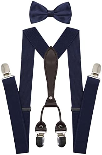 Jaifei Suspenders & Bowtie Set- Elastic Men's Elastic X Band Suspenders + Bowtie para Casamento, Eventos Formais