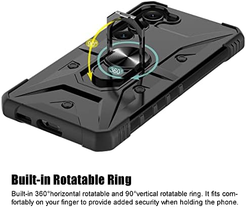 Syoner para a caixa Samsung Galaxy S23, tampa da caixa de telefone à prova de choque com suporte de anel rotativo embutido