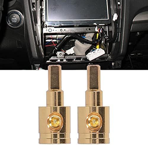 Redutor de fio de potência, 2pcs 0ga pura Copper Gold Fio Plated Reducer Terminal Connector para modificação do amplificador de áudio