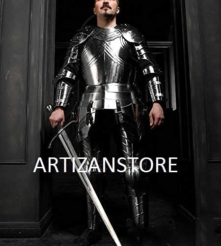 Artizanstore larp fantasia élfica kinght figurino medieval armadura de aço: armadura conjunto de ombros góticos de cuira