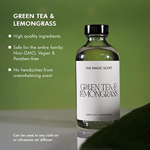 O perfume mágico Green Tea & Lemongrass óleos para difusor - HVAC, ar frio e óleo de difusor ultrassônico inspirado no Delano, South
