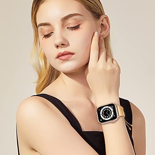 Tensea para Apple Watch SE 2022 e 6 5 4 40mm, aço inoxidável Iwatch Band Tassel Bracelet e Apple Watch Screen Protector Case Acessórios