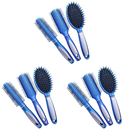 Lalafina 9pcs Airbag encaracolado e acessórios de massagem Scalp pente Men Detangler Blue Brush Paddle Head Hairbrush Massager