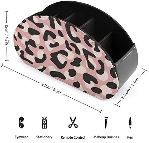 Rosa Cheetah Leopard Print PU Couro TV Remoto Controle Titulares Office Storage Box Desktop Organizador com 5 compartimento