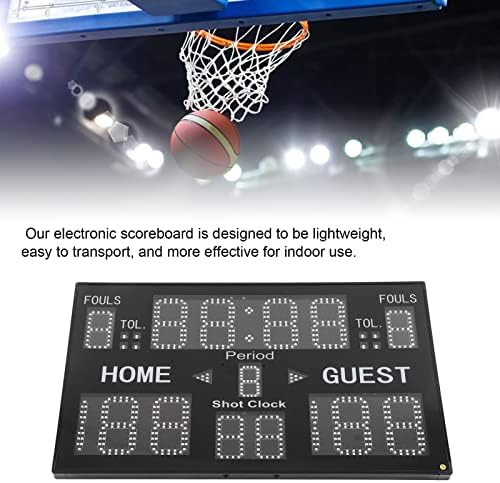 Luqeeg 15 dígitos de placar eletrônico, liderado placar digital Timer de placar de placar digital Timer de placar eletrônico multisport Relógio portátil para basquete, vôlei, luta livre